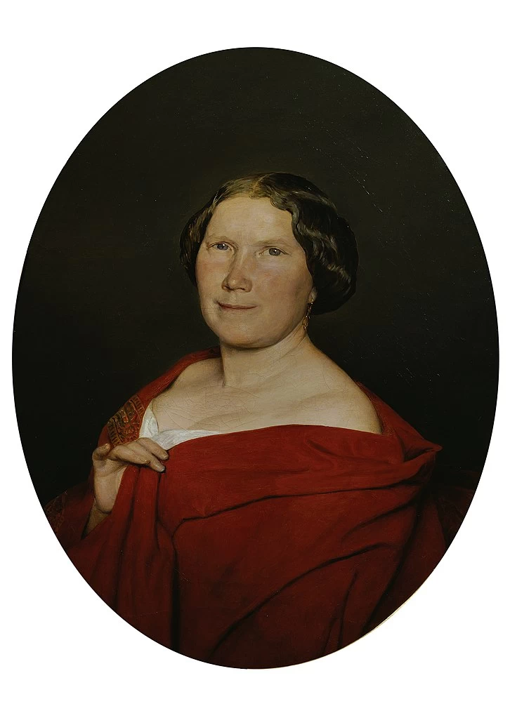 Donna con un abito iridescente verde, rosso salmone - Österreichische Galerie Belvedere